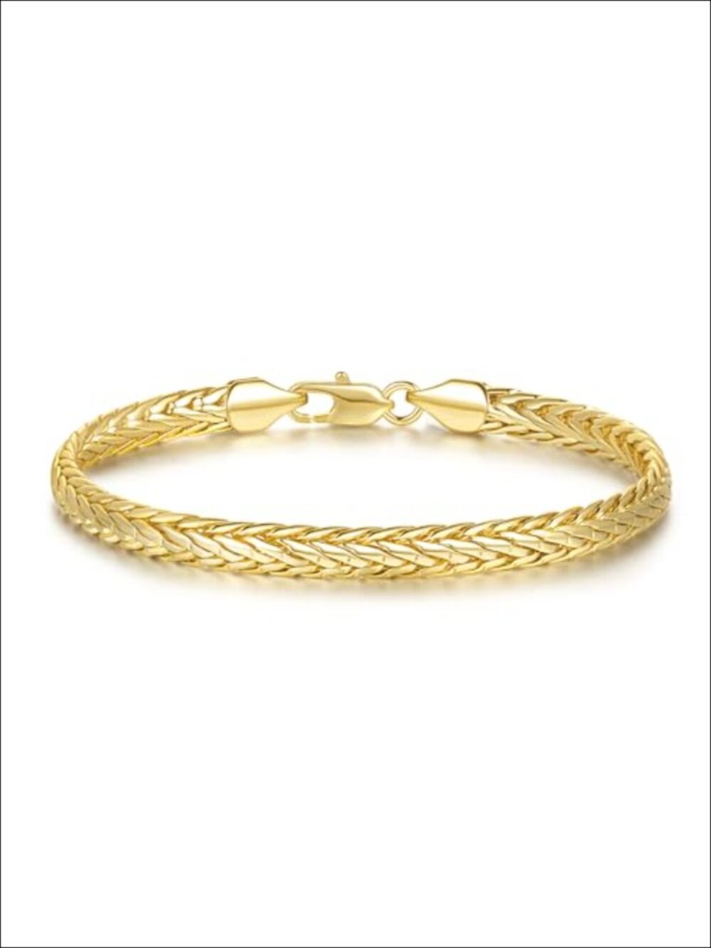 14K Gold Plated Wheat & Foxtail Chain Bracelet - Lobster Clasp, Non Tarnish